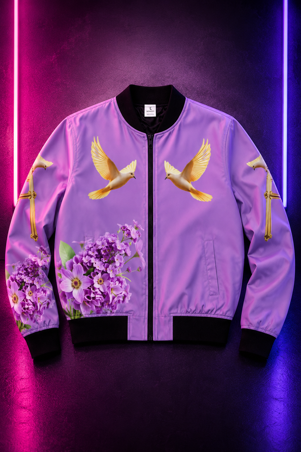 Heavenly Ascent – Women’s Bomber Jacket in Mauve