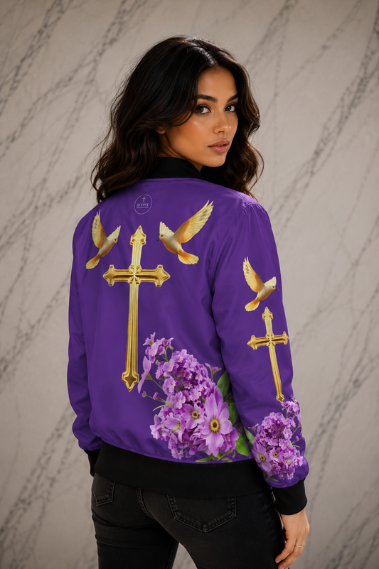 Heavenly Ascent – Women’s Bomber Jacket in Purple