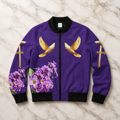 Heavenly Ascent – Women’s Bomber Jacket in Purple