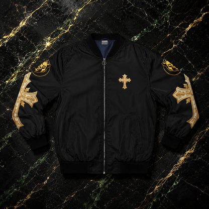 Christ is King (Lion of Judah) - Men's Christian Bomber Jacket (Black)