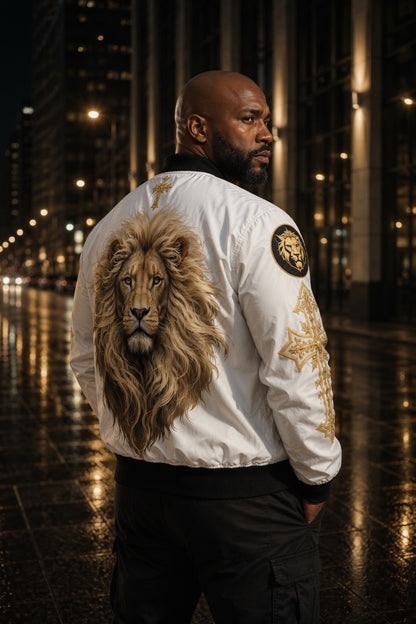 Copy of Christ is King (Lion of Judah) - Men's Christian Bomber Jacket (White)