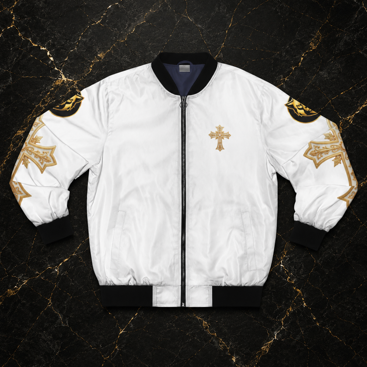 Copy of Christ is King (Lion of Judah) - Men's Christian Bomber Jacket (White)