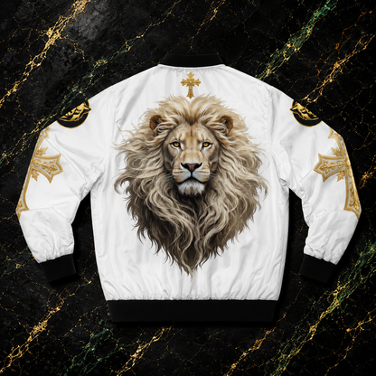 Copy of Christ is King (Lion of Judah) - Men's Christian Bomber Jacket (White)