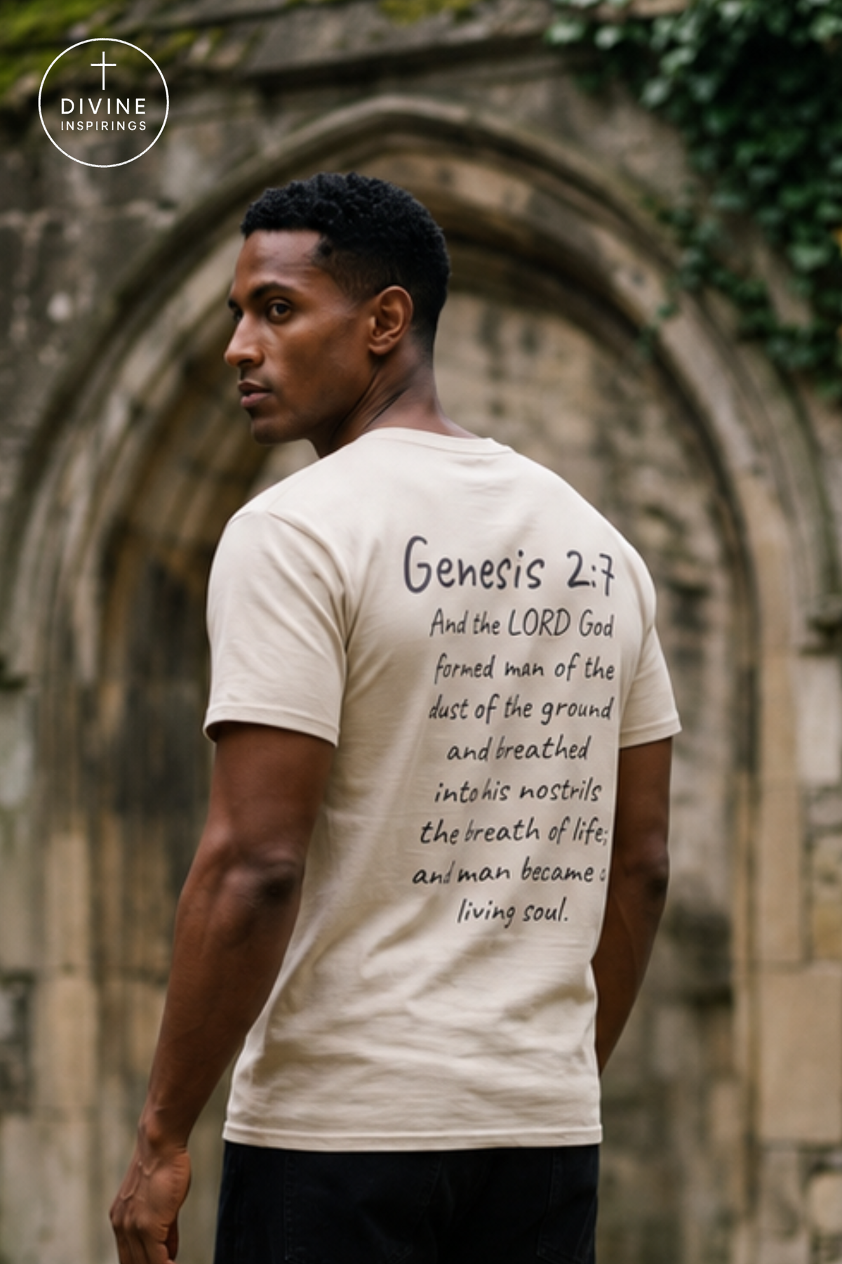 Formed from the Dust | Men’s Christian T-Shirt with Genesis 2:7 (Dark Lettering)