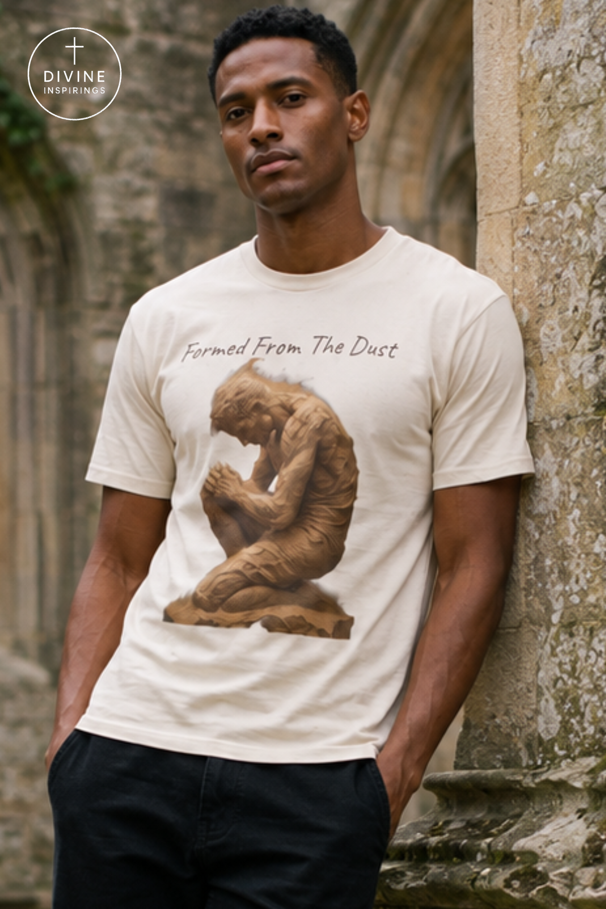 Formed from the Dust | Men’s Christian T-Shirt with Genesis 2:7 (Dark Lettering)