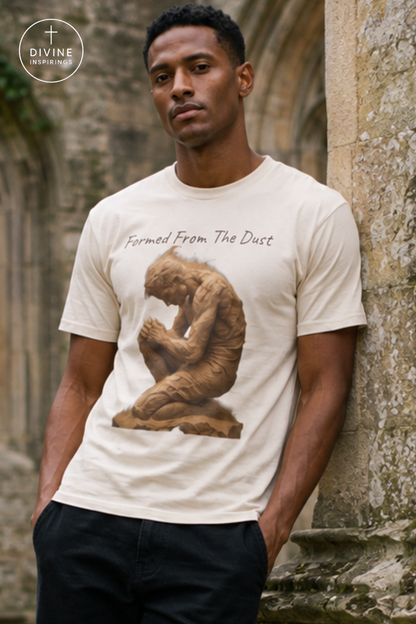 Formed from the Dust | Men’s Christian T-Shirt with Genesis 2:7 (Dark Lettering)