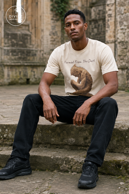 Formed from the Dust | Men’s Christian T-Shirt with Genesis 2:7 (Dark Lettering)
