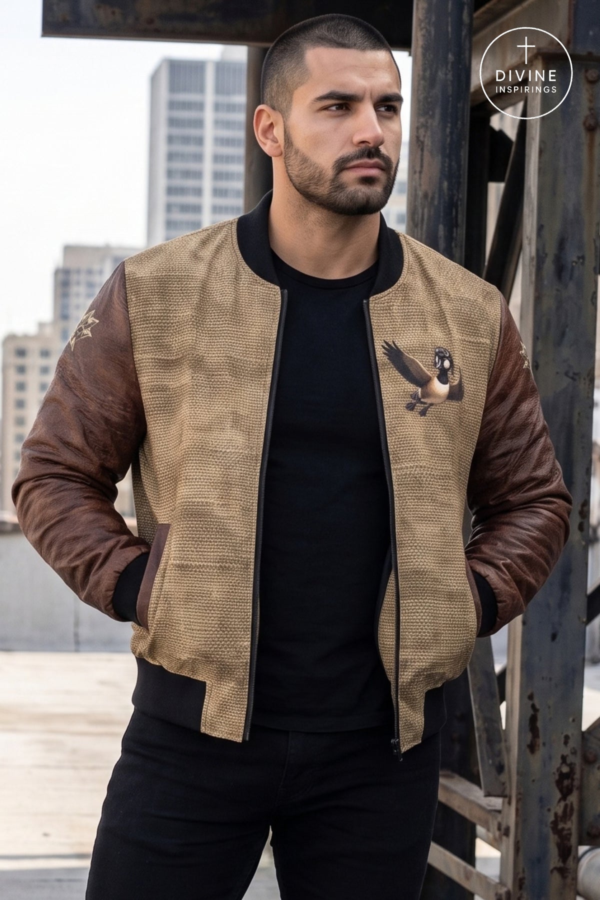Bomber Command Men's Vintage Khaki Bomber Jacket