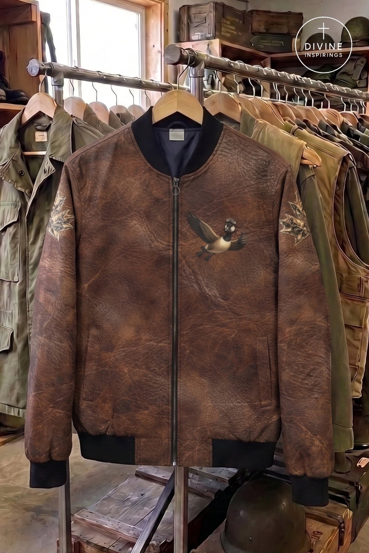 Bomber Command Men's Vintage Leather Styled Bomber Jacket