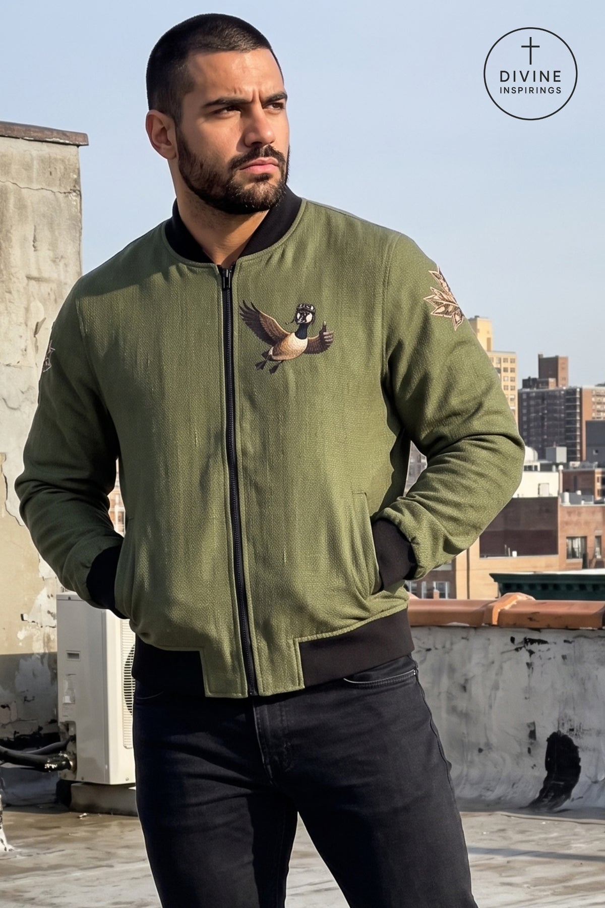 Bomber Command Men's Vintage Green Bomber Jacket