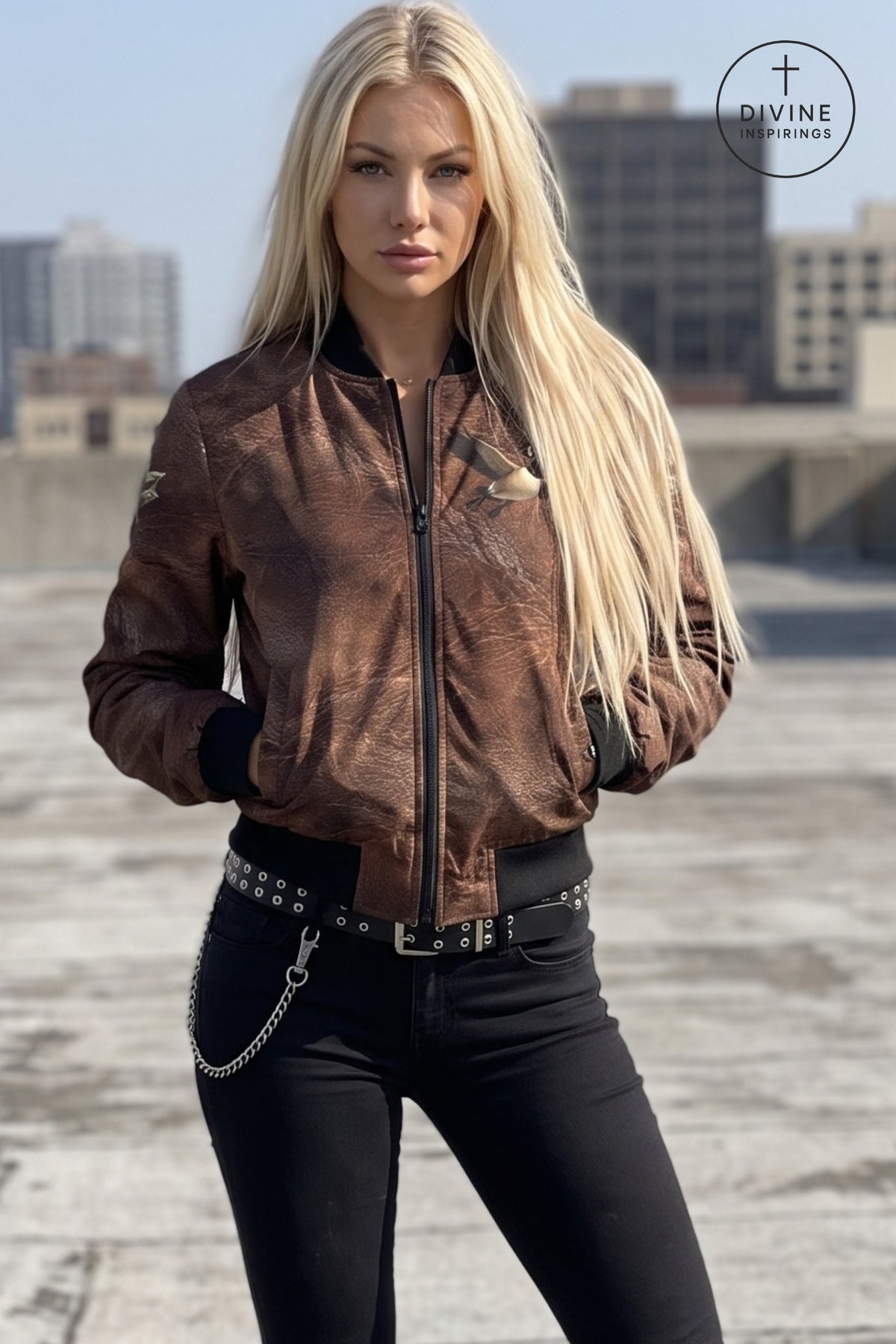Bomber Command Women's Vintage Leather Styled Jacket