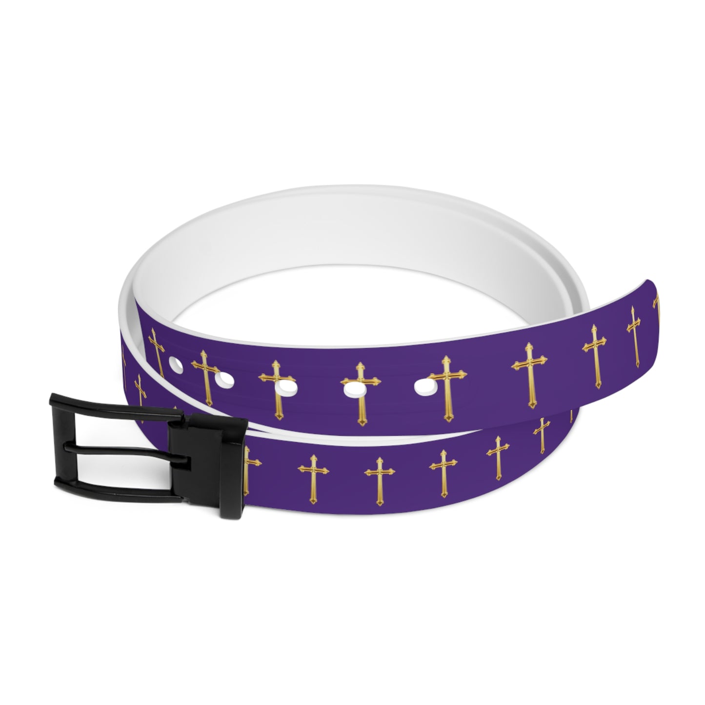 Crown of Light Belt in Purple – Gold Cross Pattern