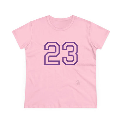 Psalm 23 Women’s Tee – Inspired Sports-Style Shirt (Purple Numbering)