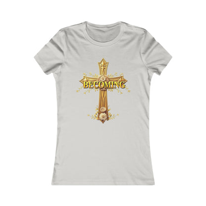 Becoming Women’s Favorite Tee – Gold Cross Edition (1 Corinthians 15:49)