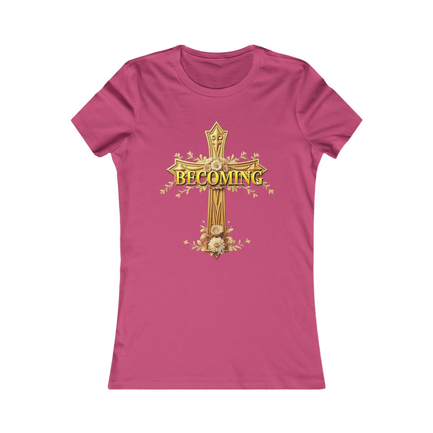 Becoming Women’s Favorite Tee – Gold Cross Edition (1 Corinthians 15:49)