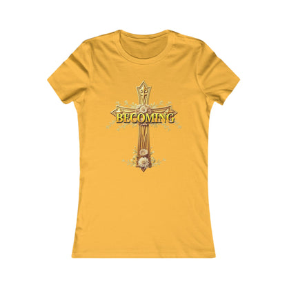 Becoming Women’s Favorite Tee – Gold Cross Edition (1 Corinthians 15:49)