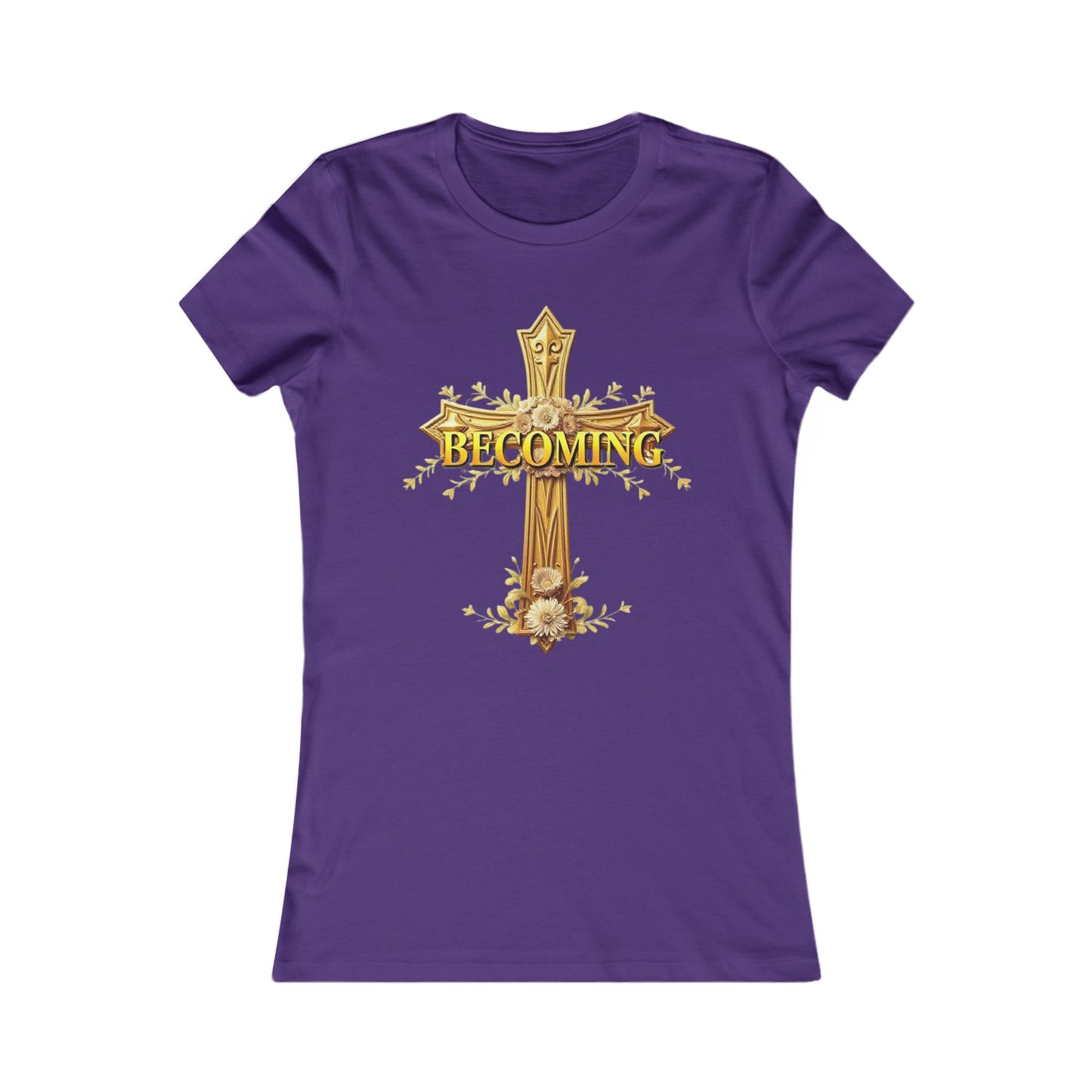 Becoming Women’s Favorite Tee – Gold Cross Edition (1 Corinthians 15:49)