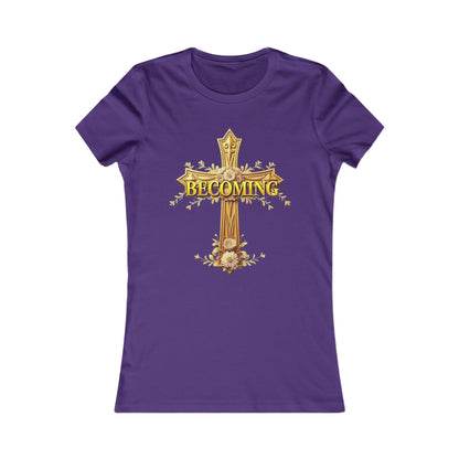 Becoming Women’s Favorite Tee – Gold Cross Edition (1 Corinthians 15:49)
