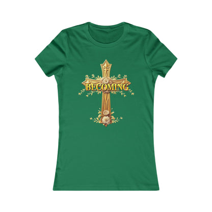 Becoming Women’s Favorite Tee – Gold Cross Edition (1 Corinthians 15:49)