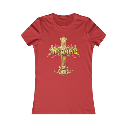 Becoming Women’s Favorite Tee – Gold Cross Edition (1 Corinthians 15:49)