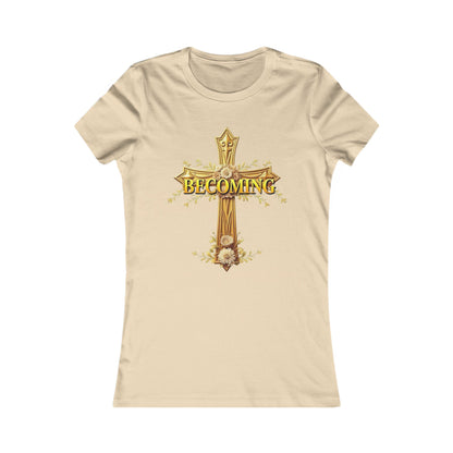Becoming Women’s Favorite Tee – Gold Cross Edition (1 Corinthians 15:49)