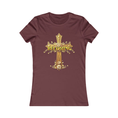 Becoming Women’s Favorite Tee – Gold Cross Edition (1 Corinthians 15:49)