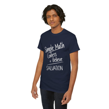 Simple Math of Salvation Men’s Christian T-Shirt (White Chalk)