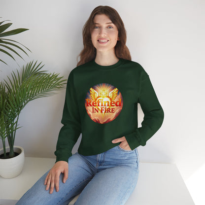 Women’s “Refined in Fire” Christian Sweatshirt – Bold Flame Design Pullover