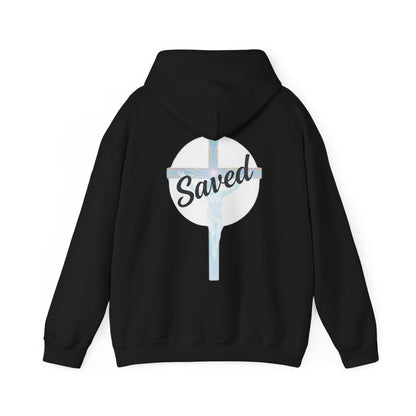 Saved in Christ – Men’s Faith Hoodie with Cross Design
