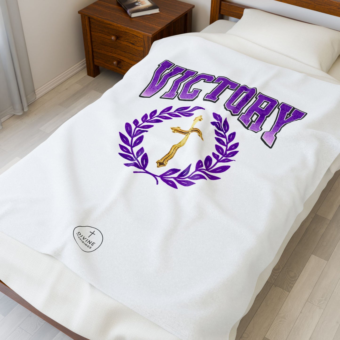 Victory in Christ Plush Velveteen Blanket