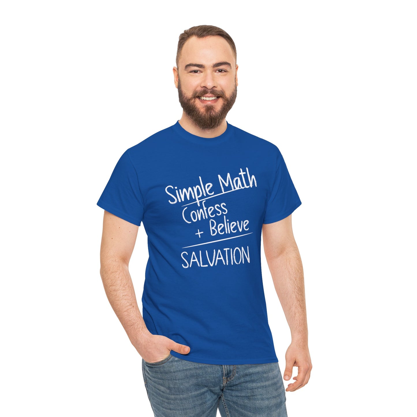 Simple Math of Salvation Men’s T-Shirt – Bold Faith (White Chalk)
