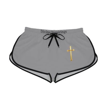 Golden Grace Women's Shorts in Grey with Gold Cross Design