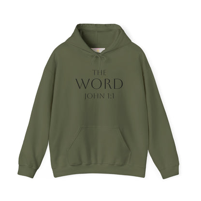 “The Word Eternal” – Women’s Christian Hoodie with Bold Dark Lettering (John 1:1)
