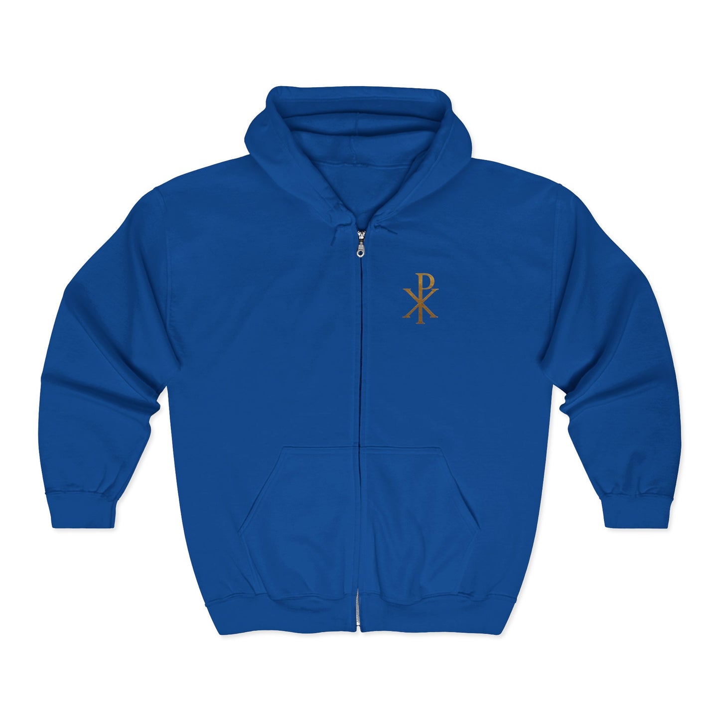 Radiant Faith Women's Zip-Up Hoodie with Gold Chi Rho Design