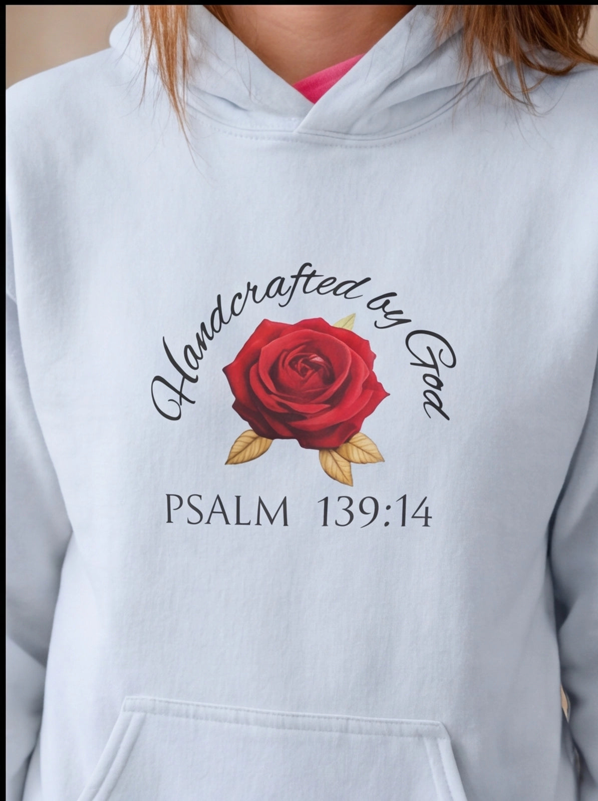 Handcrafted by God (Rose) - Women's Hoodie (Dark Lettering)