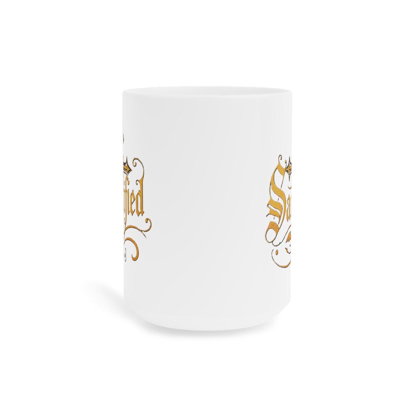 “Sanctified” Ceramic Mug – Cross Design