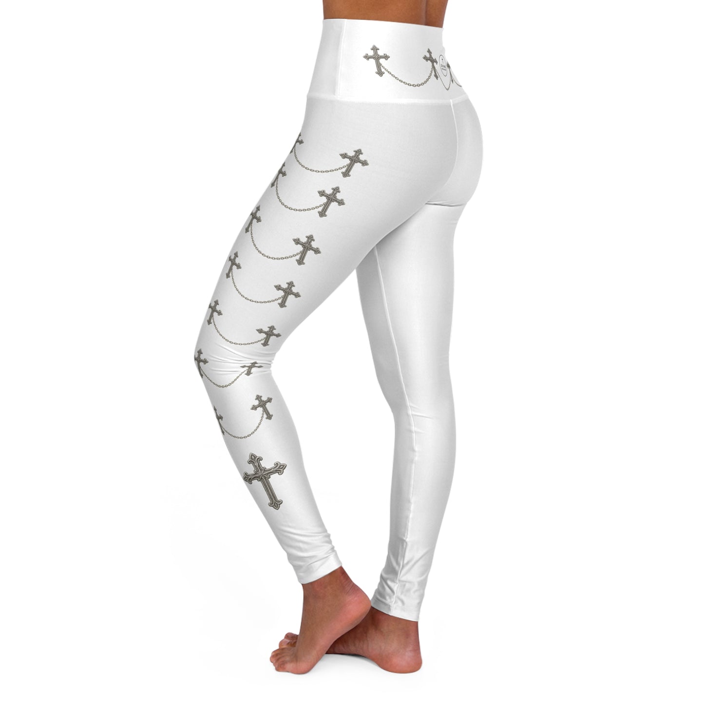 Silver Sanctuary Women’s High-Waisted Yoga Leggings in White - Christian Apparel
