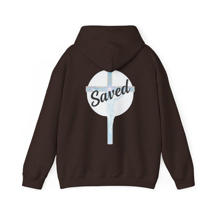 Saved in Christ – Men’s Faith Hoodie with Cross Design