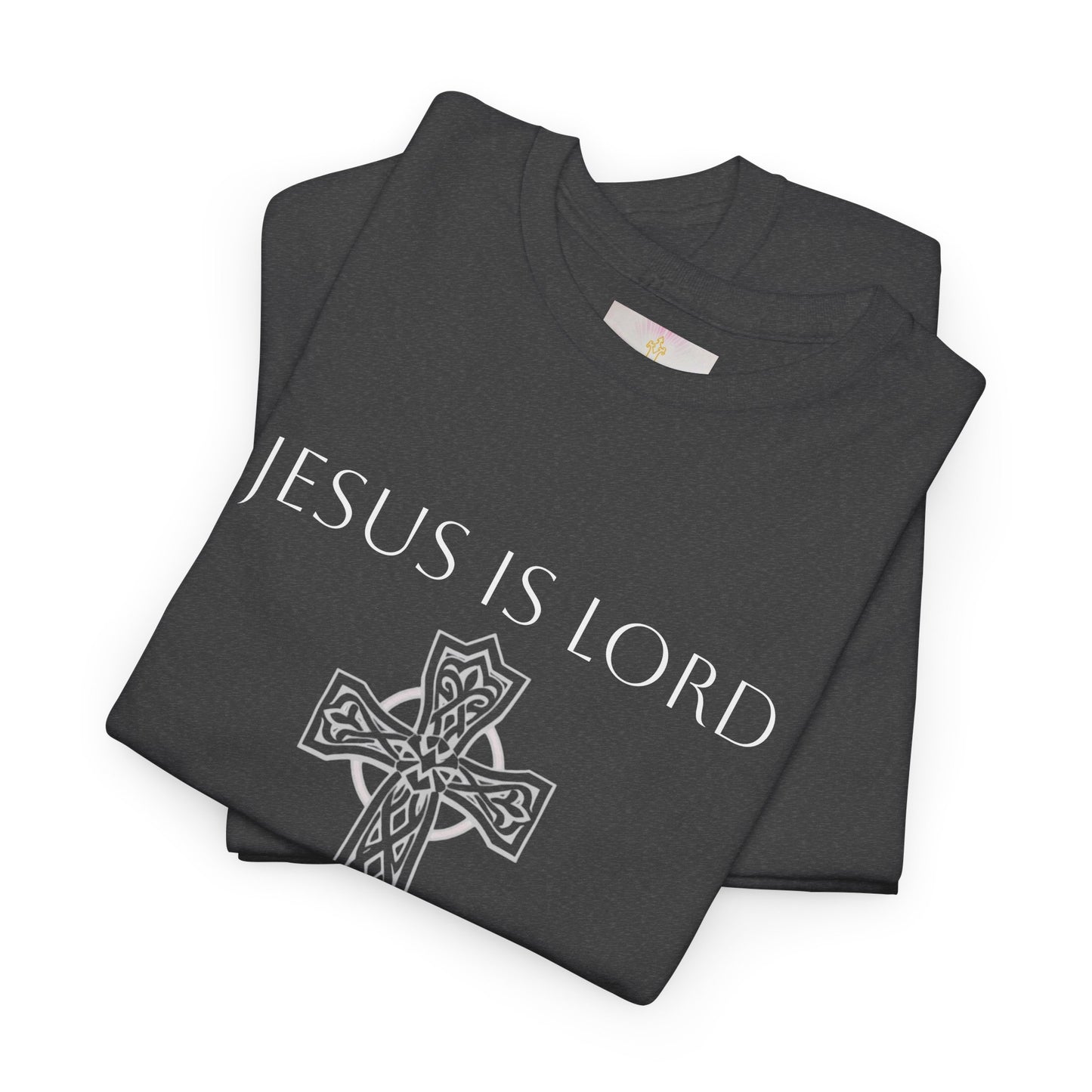 Women's Jesus is Lord Christian T-Shirt – Modern Cross Design (White Lettering)