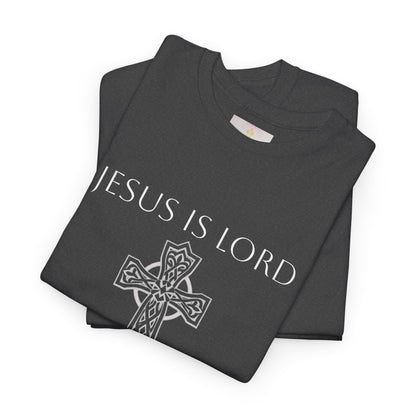 Women's Jesus is Lord Christian T-Shirt – Modern Cross Design (White Lettering)