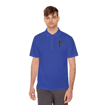 Men’s Black Cross Polo Shirt – Classic Faith-Inspired Style