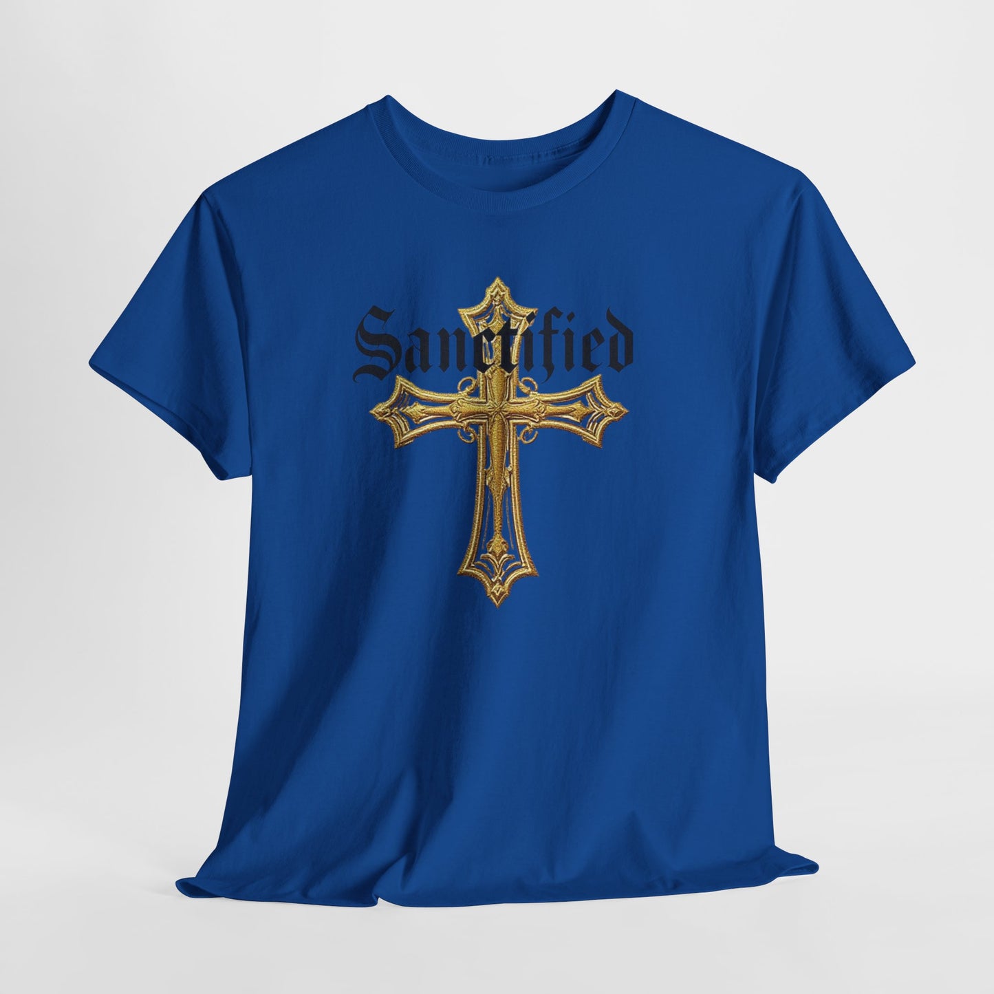Sanctified Men's Gothic Cross T-Shirt – Faith in Bold Elegance