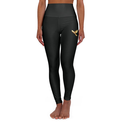 Golden Dove Women’s High-Waisted Yoga Leggings in Black – Spirit of Peace and Power