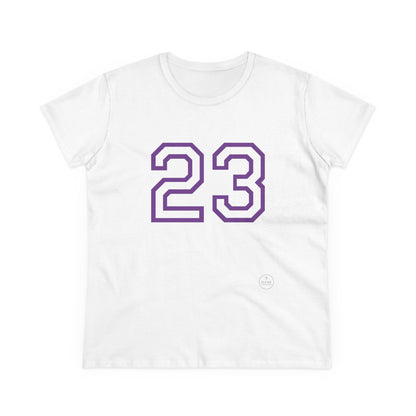 Psalm 23 Women’s Tee – Inspired Sports-Style Shirt (Purple Numbering)