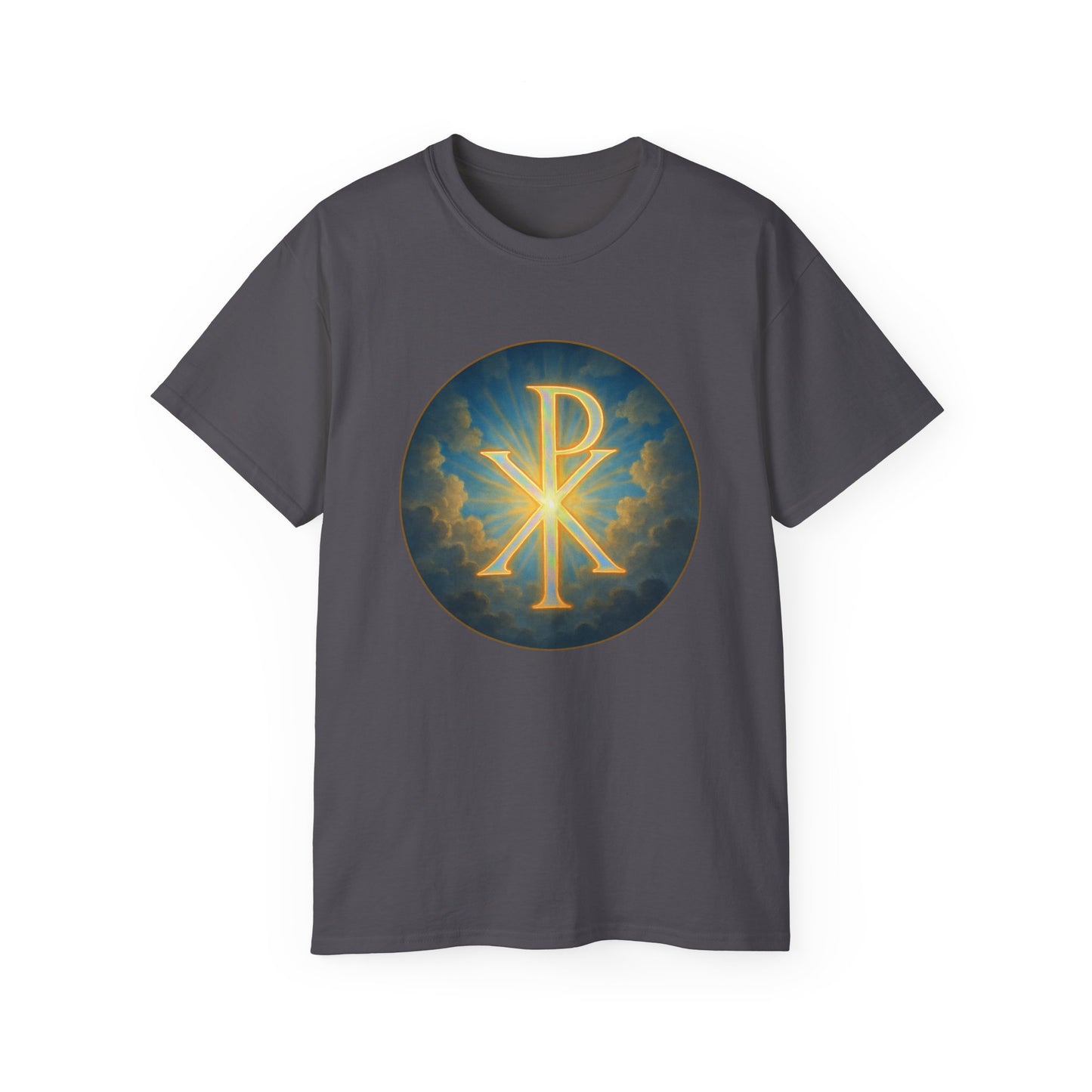 Men’s Christian T-Shirt with Chi Rho – Historic Symbol of Christ Tee