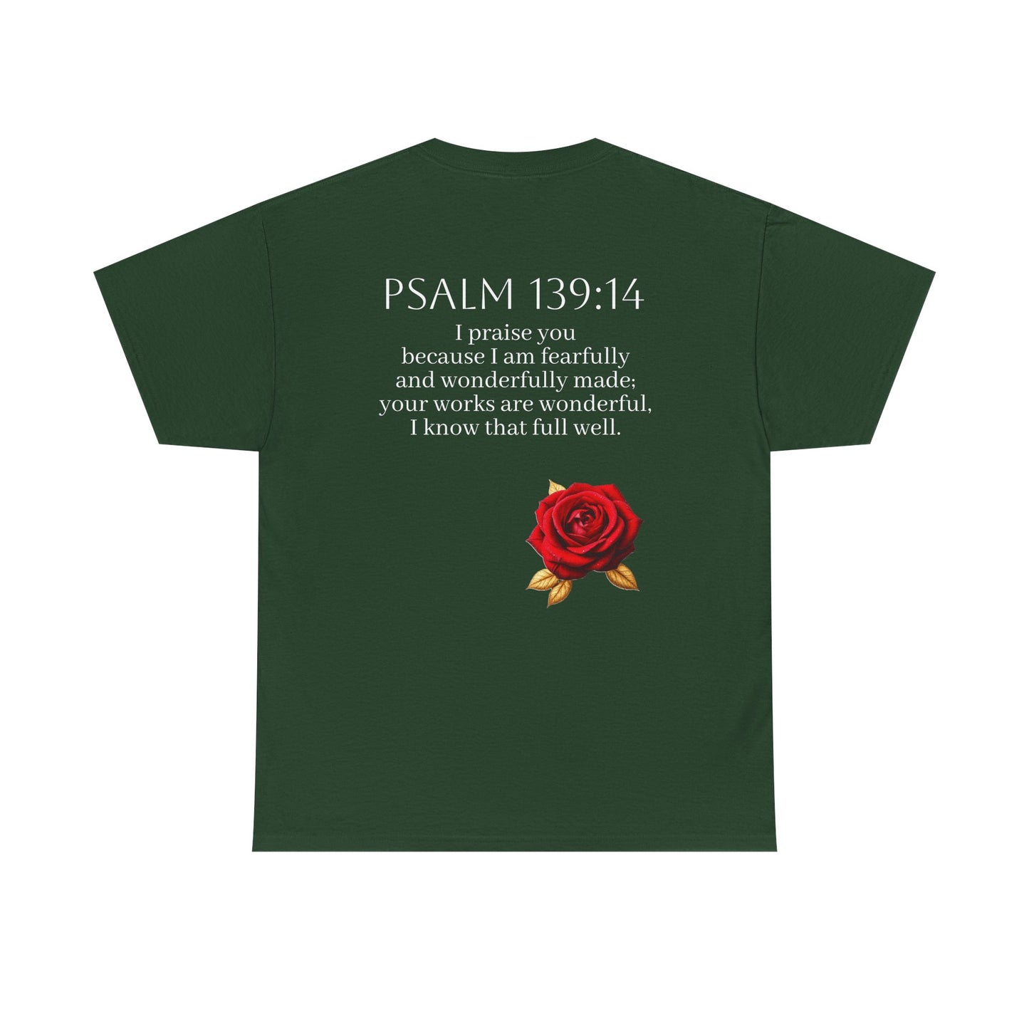 Handcrafted by God (Rose) - Woman's Christian T-Shirt (White Lettering)