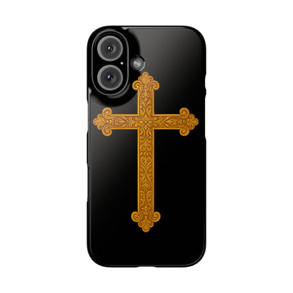Black iPhone Snap Case – Gold Cross Design