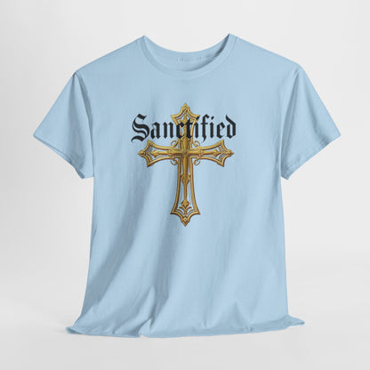 Sanctified Men's Gothic Cross T-Shirt – Faith in Bold Elegance