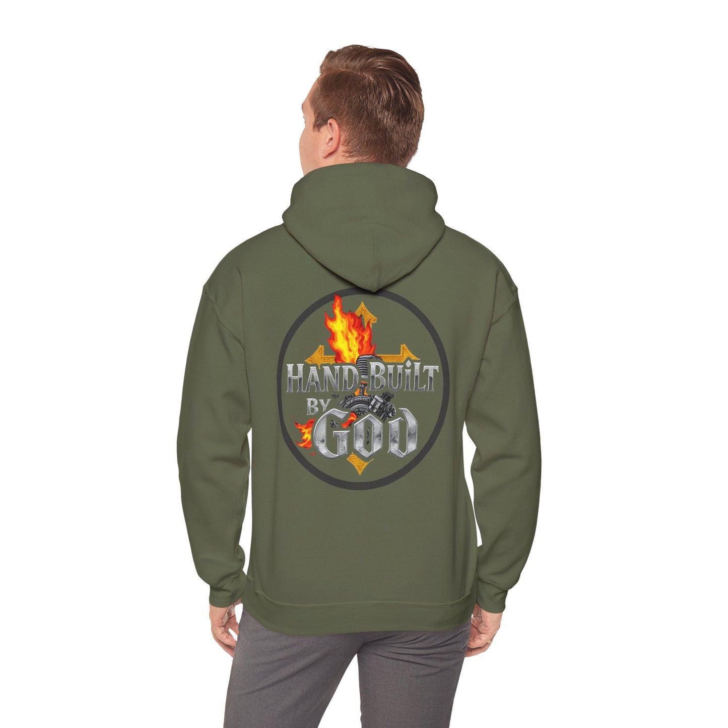 Men’s “Hand Built By God” Christian Hoodie – Bold Faith Identity Pullover