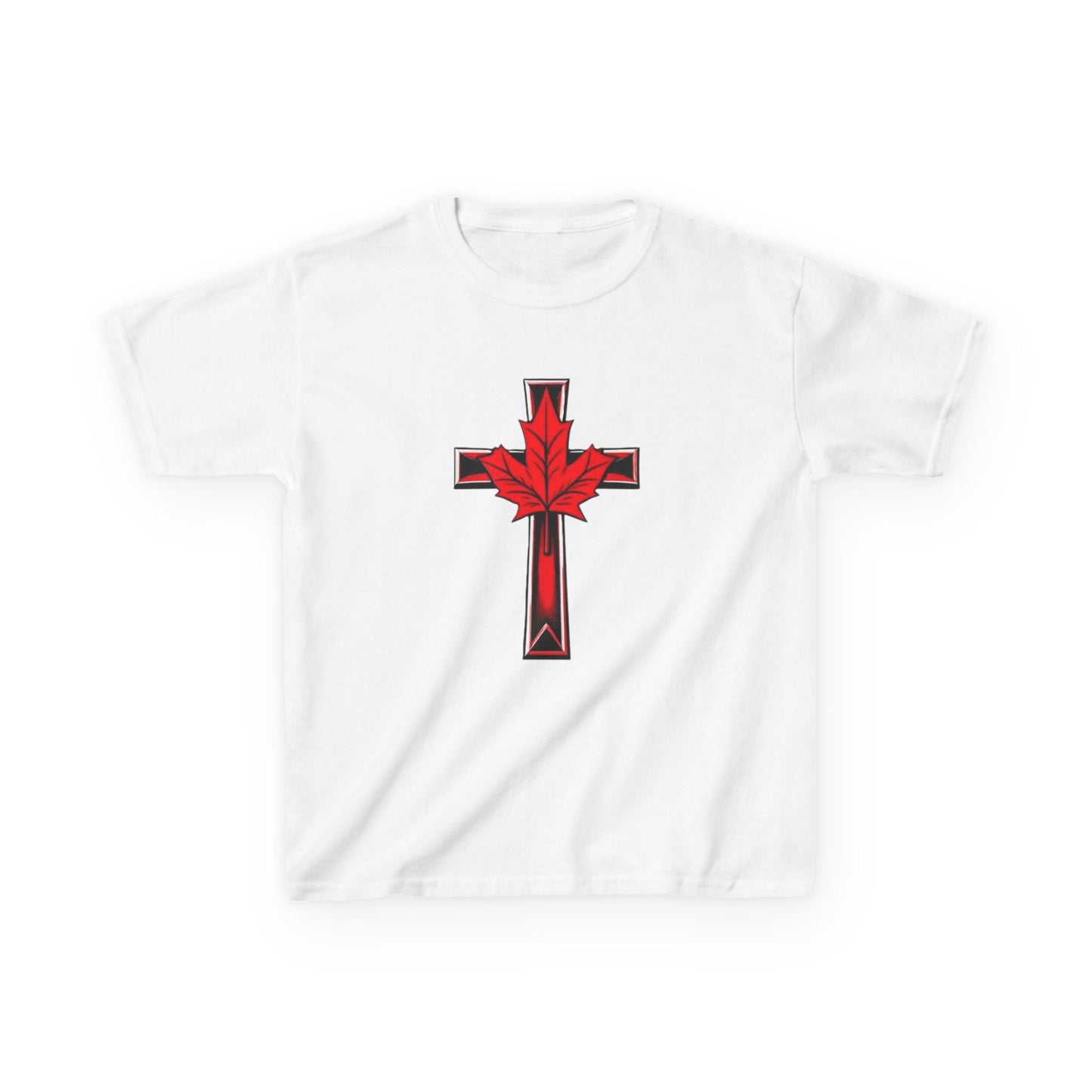 Faith & Freedom Roots – Heavy Cotton Cross & Maple Leaf Tee
